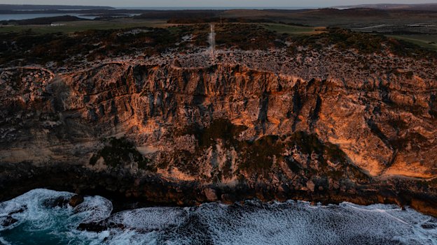 The catproof electric fence that separates Dudley Peninsula from the west on Kangaroo Island. The area is the subject of the feral cat eradication program from the Kangaroo Island Landscape Board.