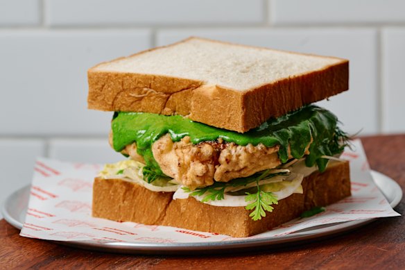 Fannys Sannys, a new sandwich shop in Prahran, uses green goddess dressing in its fish sandwich.