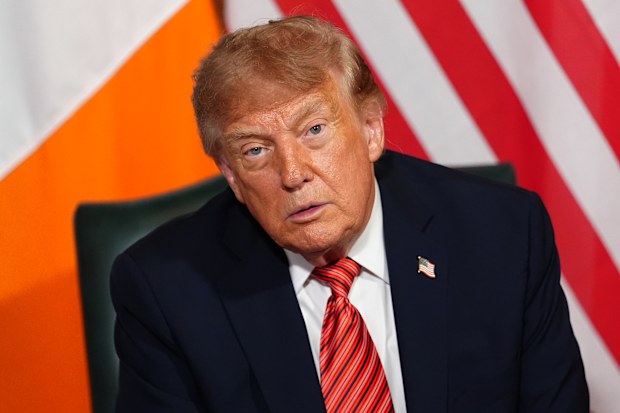 U.S. President Donald Trump during a meeting with Ireland’s Prime Minister Micheál Martin at Farmleigh House in Dublin, Saturday, Sept. 12, 2026.