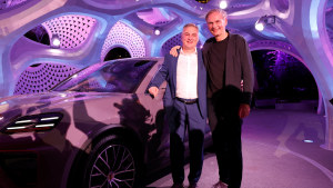 Jörg Kerner, left, vice-president of the Macan product line, with Oliver Blume, chairman of the executive board. 