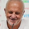 Iraq coach Graham Arnold speaks during a news conference ahead of a World Cup 2026 qualifying soccer match against Bolivia in Monterrey, Mexico, Monday, March 30, 2026. (AP Photo/Fernando Llano)