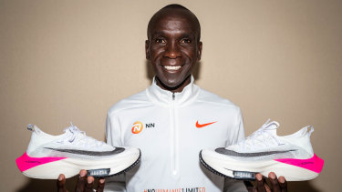 Eliud Kipchoge wore an iteration of the shoes when he ran the first sub-two hour marathon in Vienna.