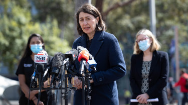 NSW Premier Gladys Berejiklian at Wednesdayâs COVID-19 press conference. 