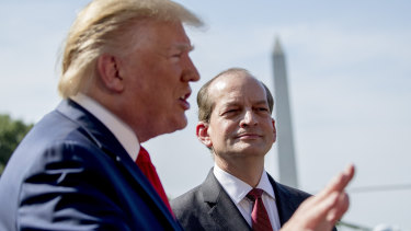 President Donald Trump, accompanied by Labour Secretary Alex Acosta, said he didn't want his Cabinet member to resign.