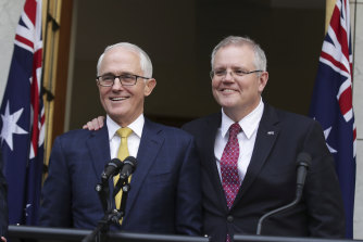 Former Prime Minister Malcolm Turnbull with then-Treasurer Scott Morrison.