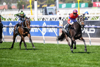 Verry Elleegant storms away from Incentivise in the Melbourne Cup