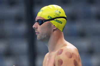 Kyle Chalmers before the men’s 4x100m freestyle relay. 