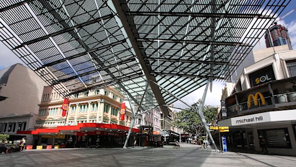 An empty Queen Street Mall.
