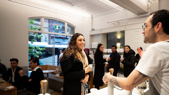 Joao Pimentel serves a customer at Industry Beans in Sydney’s CBD.