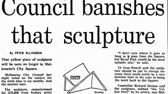 The Age’s coverage of the controversial sculpture in July 1980.