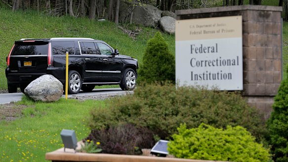 A car carrying Cohen arrives at federal prison in Otisville, New York.