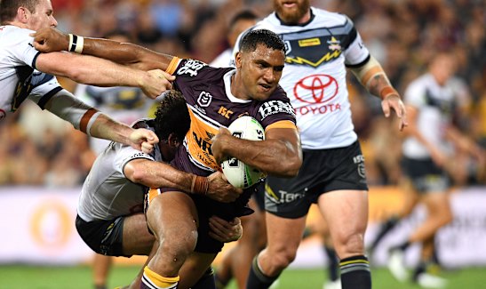 Man mountain: Tevita Pangai Jnr stole the injured Jason Taumalolo's thunder on Friday night.