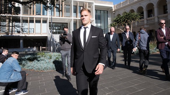 Jack de Belin outside the NSW District Court in Wollongong.