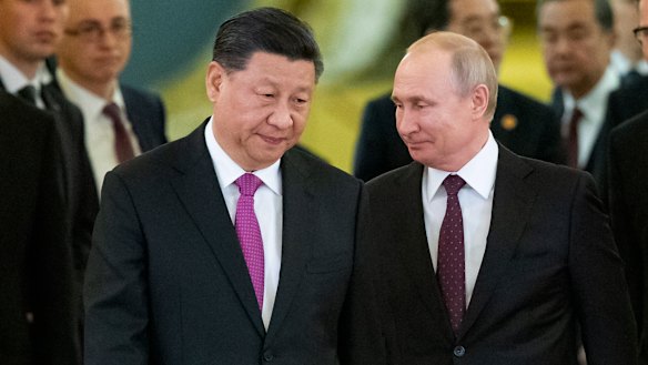 Chinese President Xi Jinping and Russian President Vladimir Putin at the Kremlin in Moscow in 2019.