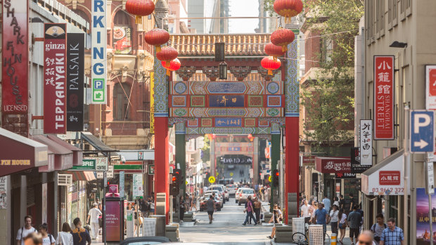 The Chinese archways that mark the entrances to Melbourne's Chinatown.
