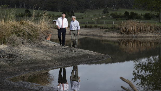 Prime Minister Scott Morrison and Deputy Prime Minister Michael McCormack during a drought tour.