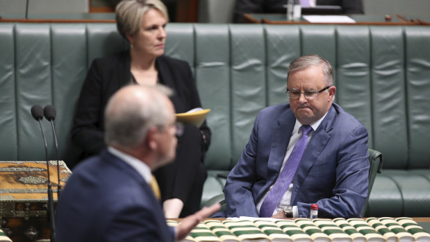 Labor leader Anthony Albanese (right) and Prime Minister Scott Morrison: the bipartisan moment carried an undercurrent of animosity