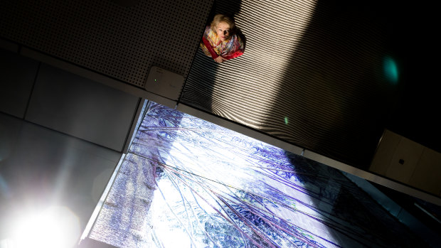 Berlin-based artist Sabine Hornig's new work Shadows has been installed across a 170-metre walkway connecting Lendlease's three office towers at Barangaroo South.