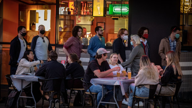 Melburnians embrace outdoor dining after restrictions were eased.