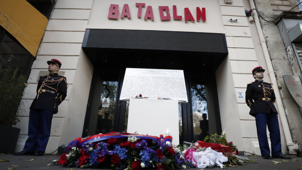 The entrance to the Bataclan venue in Paris on the third anniversary of the terrorist attack.