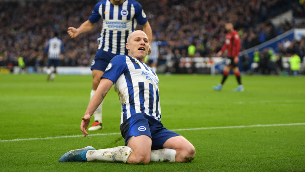 Aaron Mooy is on loan at Brighton from Huddersfield until the end of the season. 