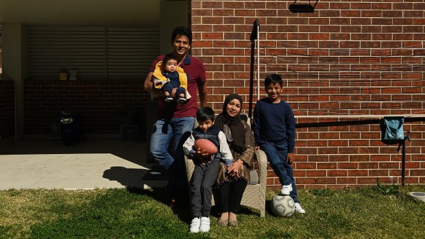 Mohammed Islam and Afsana Fardous with Sinan, Diyan and Shayan at home in Hurstville.