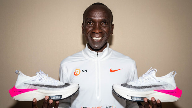 Eliud Kipchoge wore an iteration of the shoes when he ran the first sub-two hour marathon in Vienna.