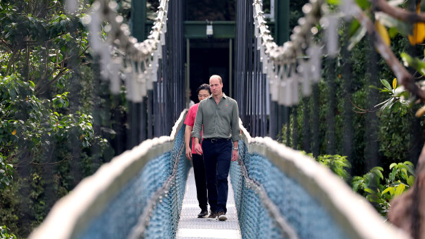 Prince Wiliam visits Singapore’s TreeTop Walk with Singapore Deputy Prime Minister Lawrence Wong on Wednesday.