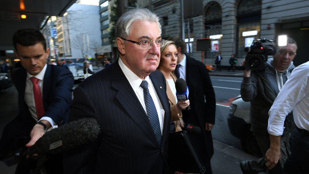 Lawyer Ian Robertson leaves the ICAC on Wednesday.