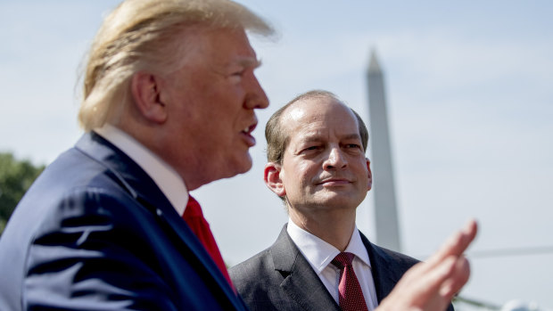 President Donald Trump, accompanied by Labour Secretary Alex Acosta, said he didn't want his Cabinet member to resign.