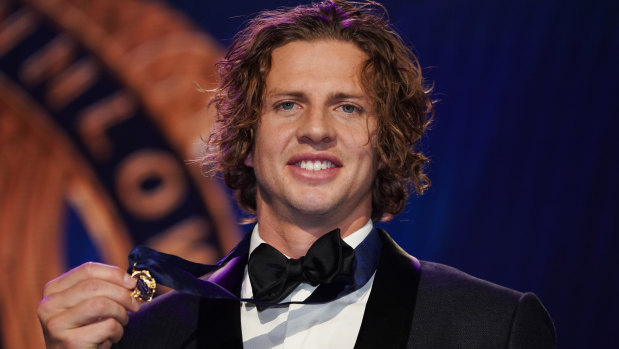 Nat Fyfe of Fremantle with his second Brownlow medal.