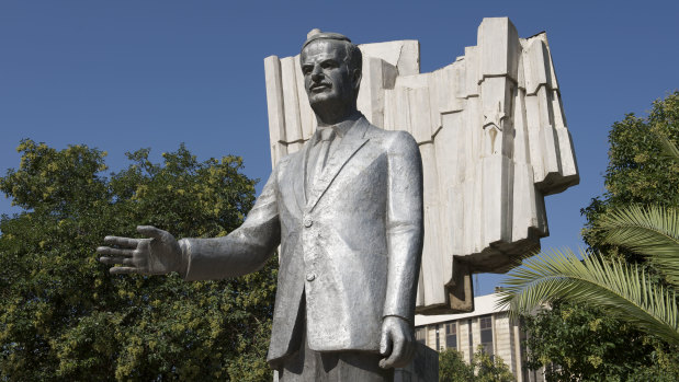 A statue of Hafez al-Assad, the former president of Syria  and father of Bashar al-Assad. The statue is one of many throughout the country, most of which have been destroyed during the eight-year civil war.