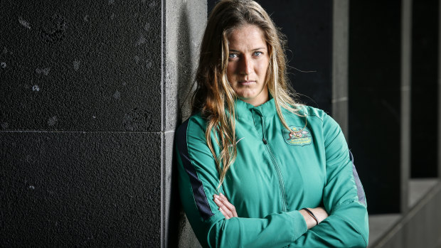 Watching from the stands: Laura Alleway's shirt was hung in the Matildas' dressing room, in a sign of the respect she commands.