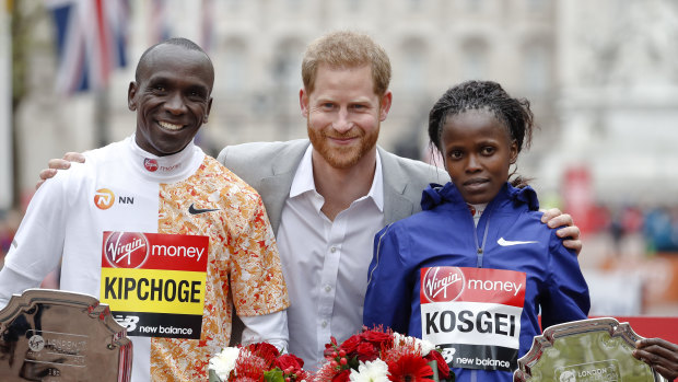 Kipchoge, posing after winning the London Marathon in April this year, is already a highly decorated runner.