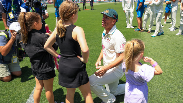 David Warner with his three daughters.