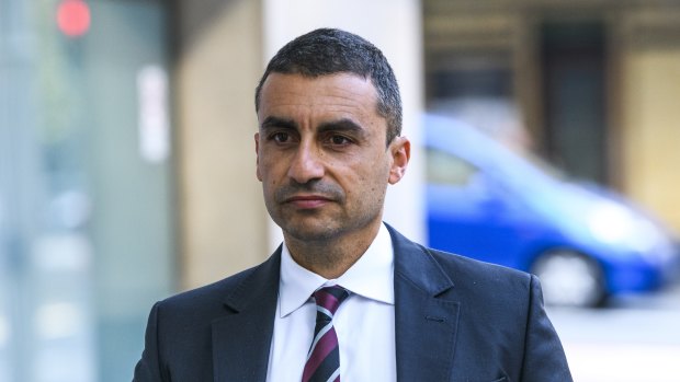 Former Channel Seven sports reporter Josh Massoud outside court.