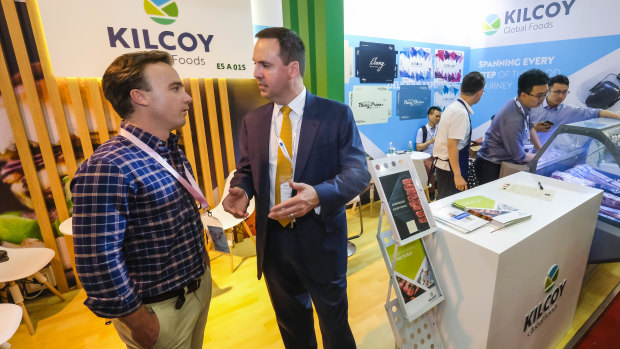 Mr Ciobo talking with Killcoy's general manager of livestock Craig Price.
