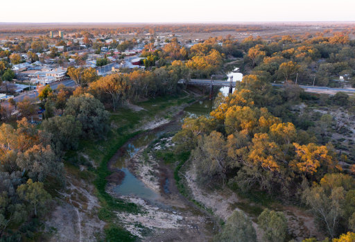 The Darling River at Wilcannia at the height of the drought in September 2019.