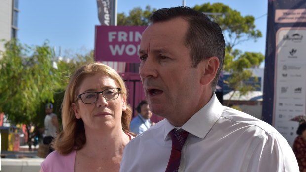 Premier Mark McGowan facing questions from the media about his government's Huawei contract last month.
