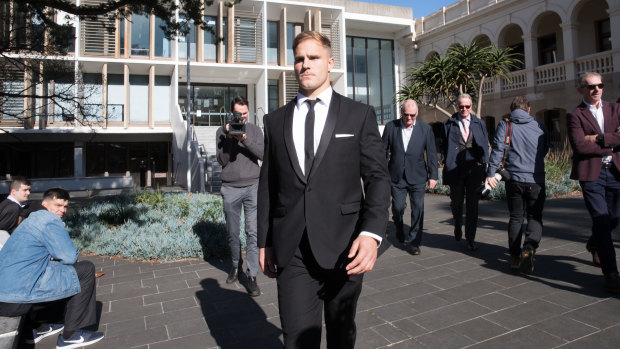 Jack de Belin outside the NSW District Court in Wollongong.