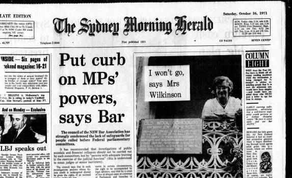 Sydney Morning Herald, page 1, October 16, 1971.