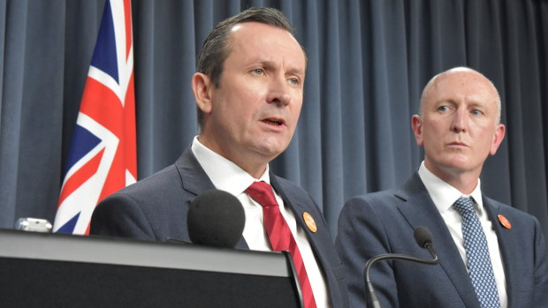Premier Mark McGowan alongside Environment Minister Stephen Dawson. 