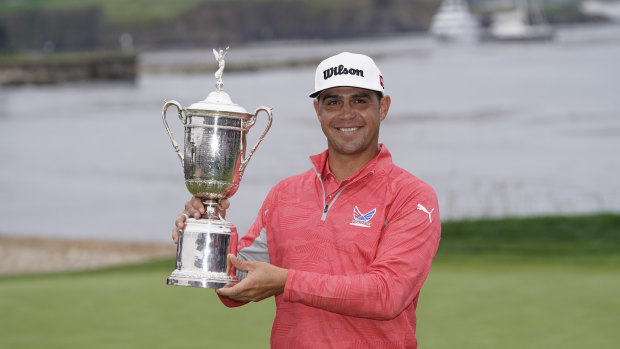 Breakthrough: Gary Woodland has taken out this year's US Open at Pebble Beach.