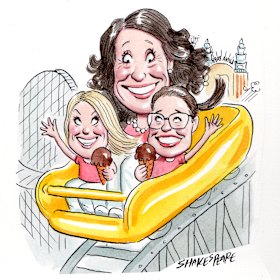 North Sydney mayor Jilly Gibson and her daughters Alanya Drummond and Maija Kernaghan. Illustration: John Shakespeare
