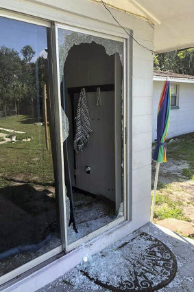 The back of the residence where the shooter opened fire in Lakeland, Florida.
