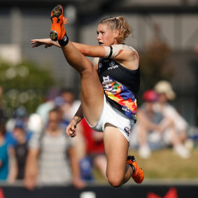In full flight: The iconic image of Tayla Harris.