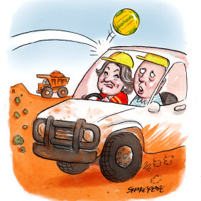 Off we go ... Gina Rinehart and Peter Dutton.