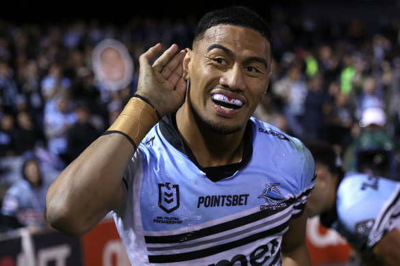 Ronaldo Mulitalo scored a hat-trick for the Sharks on Saturday night.