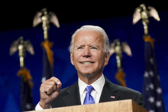 Joe Biden, Democratic presidential nominee, speaks during the Democratic National Convention at the Chase Centre in Wilmington, Delaware.