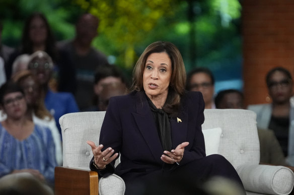 Kamala Harris answers an audience member’s question.